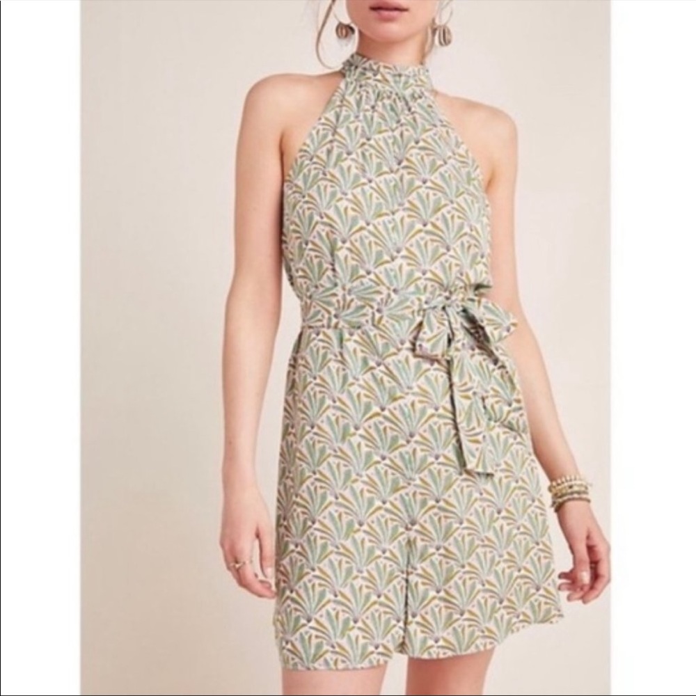 Darling Anthropologie Maddie leaf print romper ::: NWT